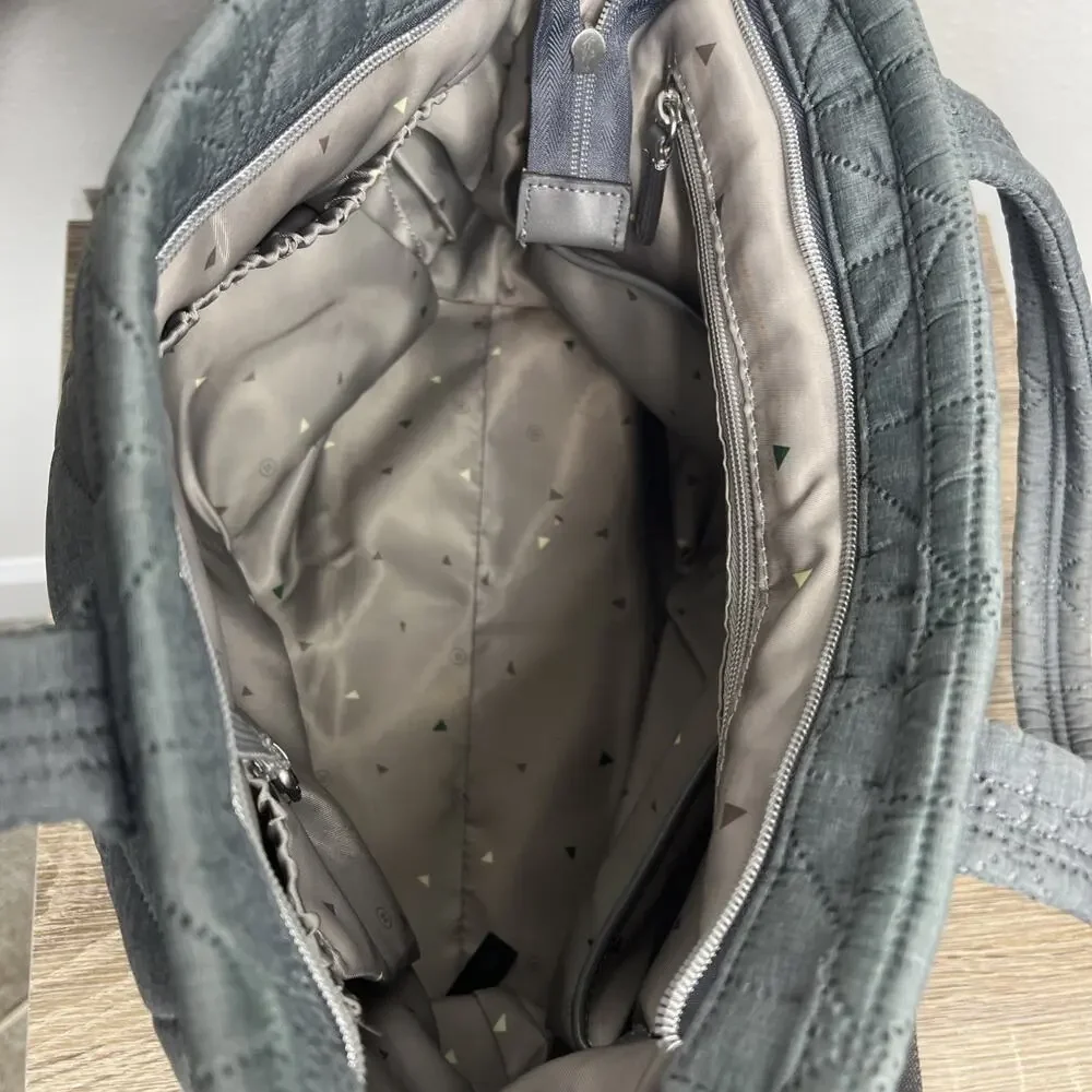 TwelveLittle Carry Love Diaper Tote Shoulder Bag in Gray Quilted Lightweight